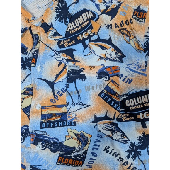 Columbia PFG Hawaiian Shirt Mens XL Florida Off Shore Fishing Vented Deep Sea - Picture 5 of 8